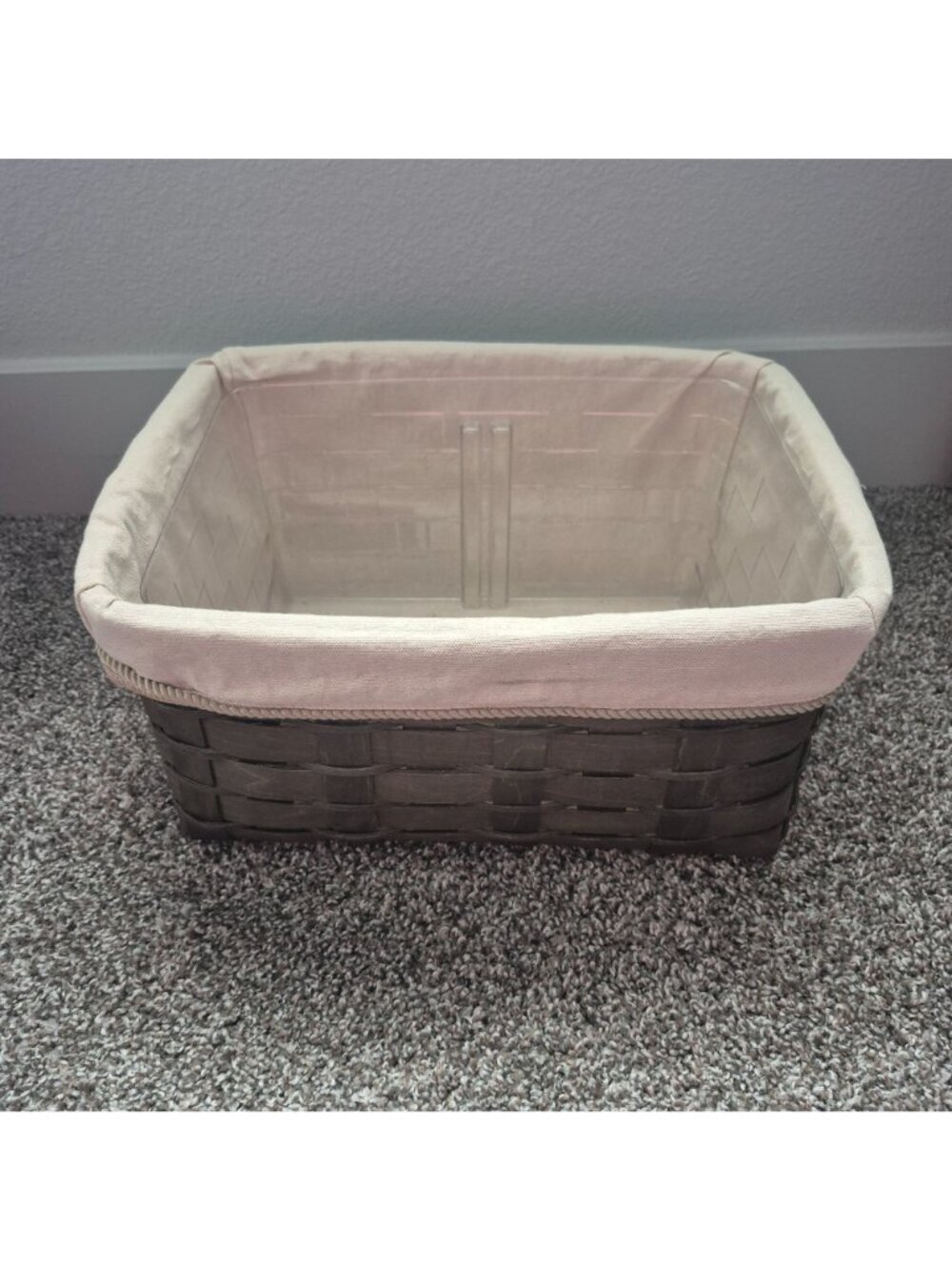 Longaberger Rectangle Storage Basket Sort & Store Liner Deep Brown Medium Woven - Picture 3 of 6